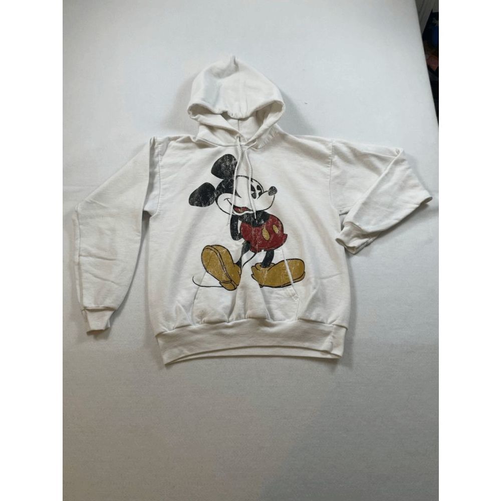 Disney Parks Mickey Mouse White Hooded Pullover Sweater Size M